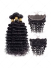 3Pcs Deep Wave Human Hair Weft with 13*4 Lace Closure