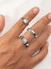 3Pcs Faded Graphic Detail Rings Set