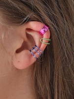 3Pcs Geo Chains Colorful Ear Cuffs Set