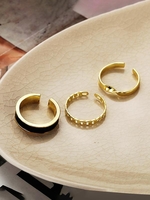 3Pcs Glazed Hollow Open Ring Set