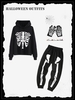 3Pcs Halloween Cosplay Skeleton Jogger Pants Outfit Black
