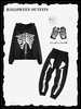 3Pcs Halloween Skeleton Hoodie Pants Outfits Black