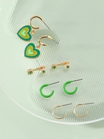 4 Pairs Glass Heart Shaped Earrings