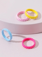 4 Pcs Braided Candy Color Ring Set