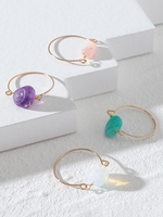 4 Pcs Natural Stone Ring Set