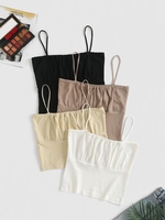 4 PCS Sleeveless Ruched Crop Top
