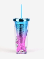 400ML Double-layer Gradient Mermaid Tail Suction Water Cup
