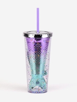 400ML Double-layer Gradient Mermaid Tail Suction Water Cup