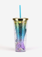 400ML Double-layer Gradient Mermaid Tail Suction Water Cup