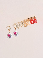 4Pairs Faux Pearl Flower Earrings Set