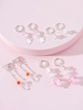4Pairs Flower Heart Shaped Beading Earrings
