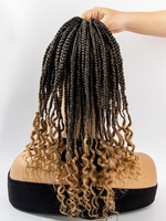 4Pcs African Style Black Ombre Brown Curly Braid Hair Hair Extensions