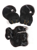 4Pcs Body Wave Human Hair Weft with 4*4 Lace Closure