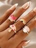 4PCS Butterfly Mushroom Rainbow Rings Set