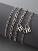 4Pcs Layered Contrast Locks Chains Bracelet Set