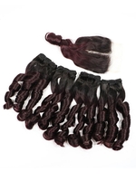 4Pcs Loose Wave Human Hair Weft with 4*4 Lace Closure