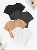4pcs Plain Basic Cropped Tee L