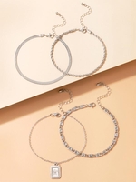 4Pcs Simple Punk Pendant Chain Anklets