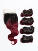 4Pcs Wavy Human Hair Weave with 4*4 Lace Closure