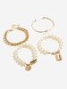 4Pcs Y2K Style Faux Pearl Pendant Bracelets