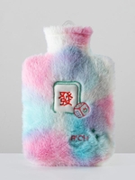 850ML Letter Fruit Embroidered Fluffy Plush Faux Fur Detail Tie Dye Hot Water Bag