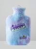 850ML Letter Fruit Embroidered Fluffy Plush Faux Fur Detail Tie Dye Hot Water Bag