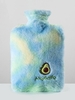 850ML Letter Fruit Embroidered Fluffy Plush Faux Fur Detail Tie Dye Hot Water Bag