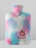 850ML Letter Fruit Embroidered Fluffy Plush Faux Fur Detail Tie Dye Hot Water Bag