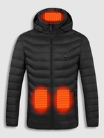 9 Areas Electric Heating USB Charging Thermal Hooded Warm Padded Jacket (Excluding Battery) L Black