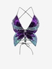 90s Colorful Sequins Butterfly Criss Cross Open Back Top M