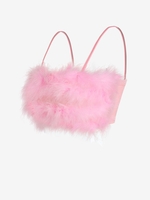 90s Fuzzy Faux Fur Cropped Cami Top L Light pink