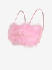 90s Fuzzy Faux Fur Cropped Cami Top S Light pink