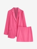 90s Lapel Blazer with Mini Skirt Set M Light pink