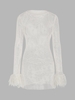 90s Metallic Fishnet See Thru Faux Fur Cuffs Bodycon Dress L White