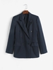 90s Pinstriped Shoulder Padded Pocket Blazer S Deep blue