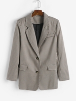 90s Plaid Shoulder Padded Flap Detail Blazer L Deep coffee