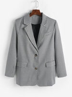 90s Plaid Shoulder Padded Flap Detail Blazer M Black