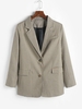 90s Plaid Shoulder Padded Flap Detail Blazer M Coffee