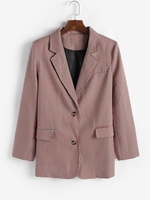 90s Plaid Shoulder Padded Flap Detail Blazer S Red