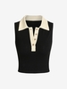 90s Ribbed Knit Contrast Polo Tank Top S Black