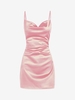 90s Sheeny Draped Slip Satin Cocktail Dress S Light pink