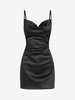 90s Sheeny Draped Slip Satin Cocktail Dress Xs Black