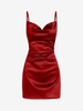 90s Sheeny Draped Slip Satin Cocktail Dress Xs Red