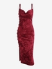 90s Thigh Split Velvet Bodycon Dress S Deep red
