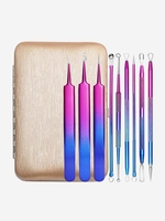 9Pcs Ombre Color Stainless Steel Double Head Acne Needles Set