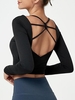 Absorbs Sweat Breathable Backless Criss Cross Sports Top L Black