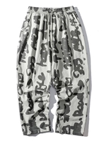 Abstract Characters Print Casual Y2K Aesthetic Straight Pants 2xl White