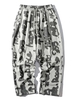 Abstract Characters Print Casual Y2K Aesthetic Straight Pants S White