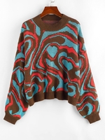 Abstract Graphic Drop Shoulder Sweater L