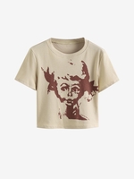 Abstract Graphic Short Sleeves Tee S Light coffee